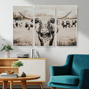 Texas Longhorn Wall Art Canvas Print – Framed Speckled Bull