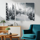 Snowy Pines Wall Art Canvas Print – Framed Ski Lift Winter