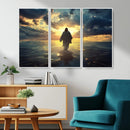 Jesus Walks Wall Art Canvas Print Framed Divine Sunset Art