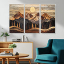 Wood Mountain Wall Art Canvas Print – Framed Boho Abstract