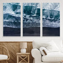 Black Beach Wall Art Canvas Print – Framed Aerial Ocean View