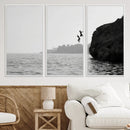 Jumping Wall Art Canvas Print – Framed Coastal Ocean Scene