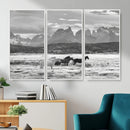 Wild Horses Wall Art – Framed Black White Mountain Canvas by MyGreatCanvas | Canvas Wall Art Prints | Photo Prints & Wall Decor