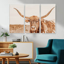 Longhorn Bull Wall Art Canvas Print – Framed Western Cow
