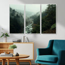 Misty Forest Wall Art Canvas Print – Framed Foggy River