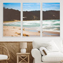Tranquil Beach Scene Wall Art Canvas Print – Framed Blue