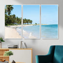 Palm Tree Coast Wall Art Canvas Print – Framed Island Getaway with Crystal Blue Water Scenic Artwork for Home, Office by MyGreatCanvas | Canvas Wall Art Prints | Photo Prints & Wall Decor
