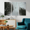 Ski Lift Wall Art Canvas Print – Snowy Pines Misty Landscape