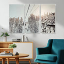 Frosty Pines Wall Art Canvas Print – Framed Cozy Cabin Ski