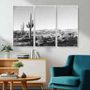 Saguaro Cactus Wall Art Canvas Print – Framed Monochrome