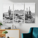 Black White Arizona Desert Canvas Wall Art Cactus Farmhouse