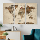 Vintage World Map Wall Art Canvas Print for Living Room, by MyGreatCanvas | Canvas Wall Art Prints | Photo Prints & Wall Decor