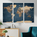 Navy Blue World Map Canvas Print – Framed Travel Map Wall by MyGreatCanvas | Canvas Wall Art Prints | Photo Prints & Wall Decor