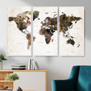 Watercolor World Map Print - Large Wall Art Canvas Print for