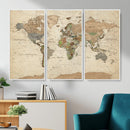 Framed World Map Wall Art for Home and Office Decor