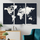 Black World Map Wall Art Canvas Print for Home Office and by MyGreatCanvas | Canvas Wall Art Prints | Photo Prints & Wall Decor