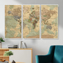 Vintage World Map Wall Art | Ready to Hang and Framed