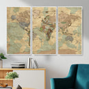 Vintage World Map Wall Art | Ready to Hang and Framed