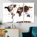Rustic World Map Wall Art Canvas Print | Large World Map on