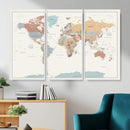 Pastel Colors World Map Wall Art Canvas Print by MyGreatCanvas | Canvas Wall Art Prints | Photo Prints & Wall Decor