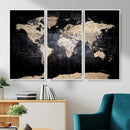Grunge World Map Wall Art | 3-Panel Large Beige and Brown by MyGreatCanvas | Canvas Wall Art Prints | Photo Prints & Wall Decor