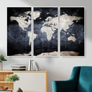 Vintage World Map Canvas Wall Art – Antique Triptych Map