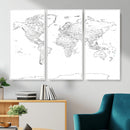 World Map Canvas Print – Framed Modern Detailed Map of the