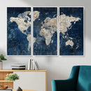 Large Blue World Map Wall Art Canvas Print for Home Office by MyGreatCanvas | Canvas Wall Art Prints | Photo Prints & Wall Decor
