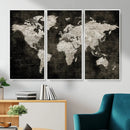 Vintage World Map Wall Art Canvas Print – Framed Large Map