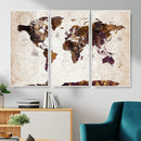 Blue Watercolor World Map Canvas Print – Framed Modern Wall