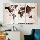 Blue Watercolor World Map Canvas Print – Framed Modern Wall