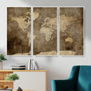 Dark Vintage World Map Canvas Wall Art Print, Antique Map