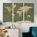 Large World Map Canvas Wall Art Print for Study Room Decor -