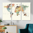 Framed World Map Wall Art Canvas Print for Living Room and by MyGreatCanvas | Canvas Wall Art Prints | Photo Prints & Wall Decor