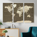 Vintage World Map Canvas Print – Framed Travel Map Wall Art