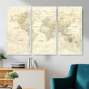 Colorful Watercolor World Map Canvas Wall Art – Framed