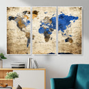 World Map Canvas Print – Colorful Abstract Travel Map,