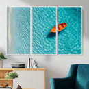 Minimalist Boat Wall Art Canvas Print, Aerial Sea Landscape by MyGreatCanvas | Canvas Wall Art Prints | Photo Prints & Wall Decor