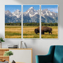Bison in Mountain Landscape Wall Art Canvas Print – Western by MyGreatCanvas | Canvas Wall Art Prints | Photo Prints & Wall Decor