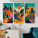 Colorful Japanese Landscape Print: Maximalist Panoramic Wall by MyGreatCanvas | Canvas Wall Art Prints | Photo Prints & Wall Decor
