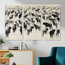Longhorn Cattle Canvas Wall Art, Black White Stampede Ink by MyGreatCanvas | Canvas Wall Art Prints | Photo Prints & Wall Decor