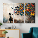 Banksy Graffiti Butterfly Girl Wall Art Canvas Print, Framed by MyGreatCanvas | Canvas Wall Art Prints | Photo Prints & Wall Decor