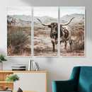 Texas Longhorn Bull Wall Art Canvas Print, Western Farmhouse