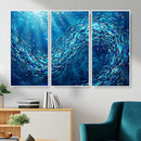 School of Fish Canvas Print | Blue Ocean Underwater Wall Art by MyGreatCanvas | Canvas Wall Art Prints | Photo Prints & Wall Decor
