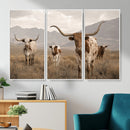 Rustic Texas Longhorn Cow Canvas Wall Art Print, Rustic Farm Animal Photography Print, Farmhouse Country Decor, Western Ranch Art