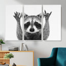 Funny Raccoon Canvas Wall Art, Black White Hands Up Animal Photo Print, Humorous Wildlife Decor, Kids Room Nursery Art, Quirky Animal Gift by MyGreatCanvas | Canvas Wall Art Prints | Photo Prints & Wall Decor