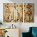 Mexican Folk Art Canvas Wall Art, Charro Poncho Sombrero Painting Print, Neutral Beige Boho Decor, Southwestern Impasto Style, Living Room Art by MyGreatCanvas | Canvas Wall Art Prints | Photo Prints & Wall Decor