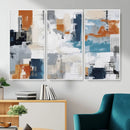 Blue Teal Abstract Canvas Wall Art, Modern Textured Painting Print, Navy Orange White Contemporary Art, Neutral Living Room Decor, Office Art by MyGreatCanvas | Canvas Wall Art Prints | Photo Prints & Wall Decor