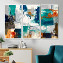 Blue Teal Abstract Canvas Wall Art, Modern Textured Painting Print, Navy Orange White Contemporary Art, Neutral Living Room Decor, Office Art by MyGreatCanvas | Canvas Wall Art Prints | Photo Prints & Wall Decor