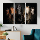 Horse Wall Art Canvas Print, Wild Horses Portrait Photography, Dramatic Equestrian Decor, Black Brown White Horse Herd, Rustic Ranch Art